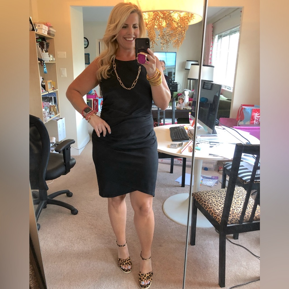 Leith ladies black ruched dress extra large. EUC